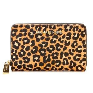 MICHAEL KORS LEOPARD PRINT SMALL CARD CASE WALLET
